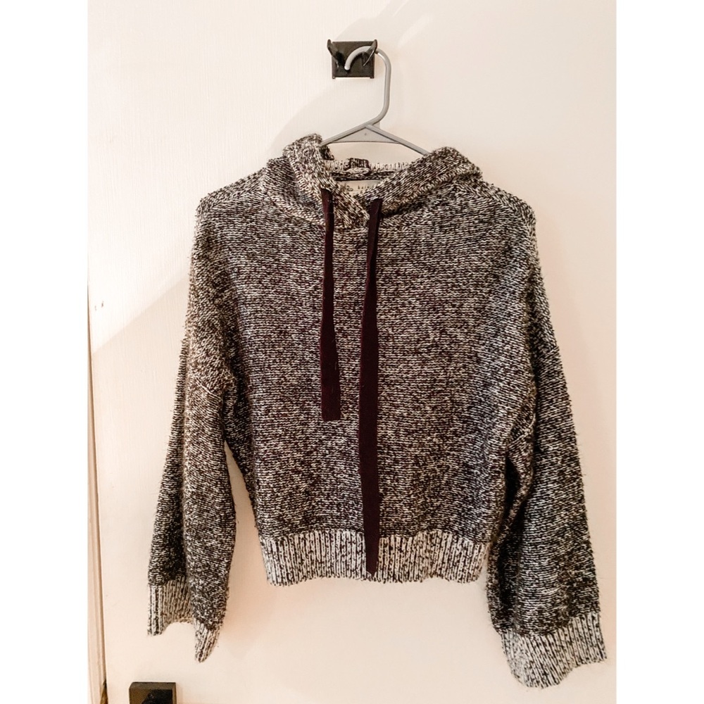 Bell sleeve cropped hooded sweater